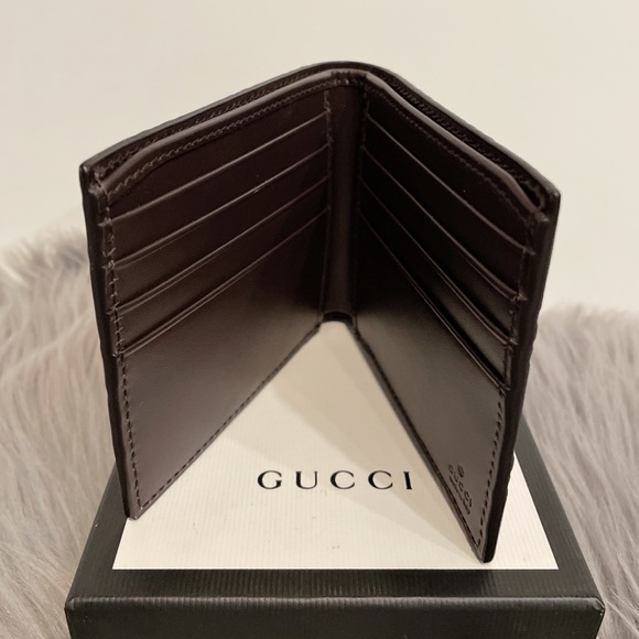 Gucci Web Brown GG Signature Bi fold Web wallet 408827 w/Box - Picture 4 of 9